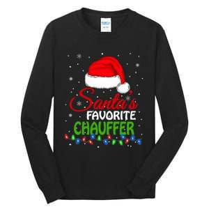 SantaS Favorite Chauffer Santa Hat Lights. Funny Christmas Tall Long Sleeve T-Shirt