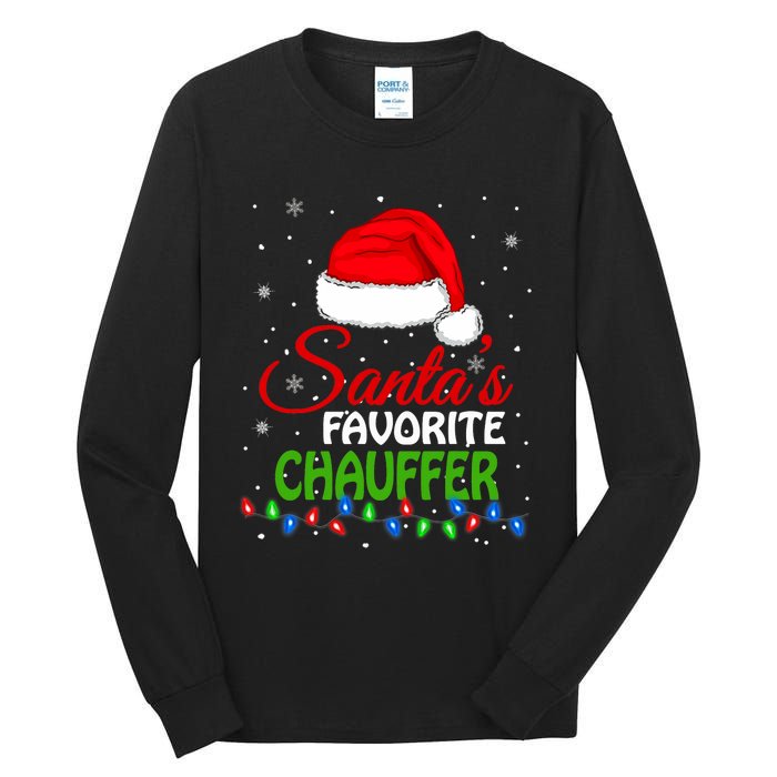 SantaS Favorite Chauffer Santa Hat Lights. Funny Christmas Tall Long Sleeve T-Shirt