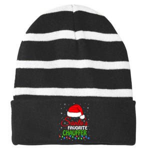 SantaS Favorite Chauffer Santa Hat Lights. Funny Christmas Striped Beanie with Solid Band