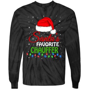 SantaS Favorite Chauffer Santa Hat Lights. Funny Christmas Tie-Dye Long Sleeve Shirt