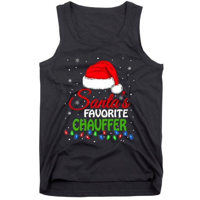 SantaS Favorite Chauffer Santa Hat Lights. Funny Christmas Tank Top