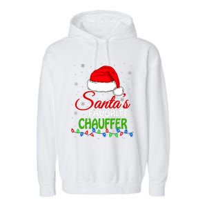 SantaS Favorite Chauffer Santa Hat Lights. Funny Christmas Garment-Dyed Fleece Hoodie