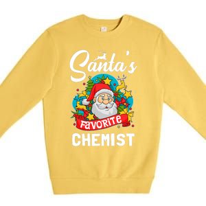 SantaS Favorite Chemist Xmas Light Santa Hat Christmas Premium Crewneck Sweatshirt