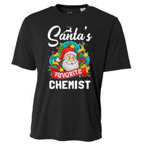 SantaS Favorite Chemist Xmas Light Santa Hat Christmas Cooling Performance Crew T-Shirt