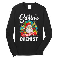 SantaS Favorite Chemist Xmas Light Santa Hat Christmas Long Sleeve Shirt