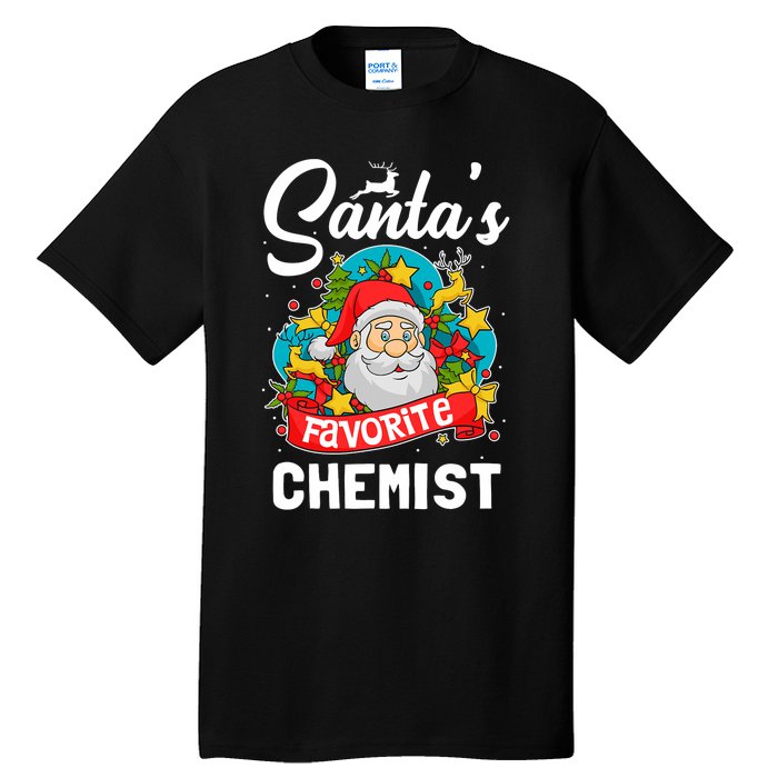 SantaS Favorite Chemist Xmas Light Santa Hat Christmas Tall T-Shirt