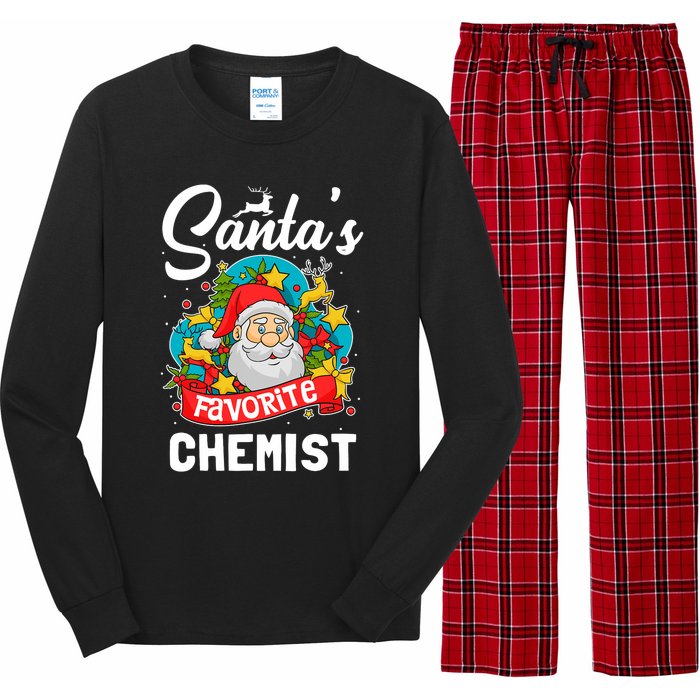 SantaS Favorite Chemist Xmas Light Santa Hat Christmas Long Sleeve Pajama Set