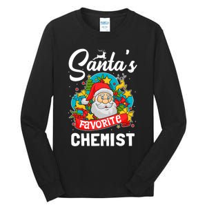 SantaS Favorite Chemist Xmas Light Santa Hat Christmas Tall Long Sleeve T-Shirt