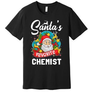 SantaS Favorite Chemist Xmas Light Santa Hat Christmas Premium T-Shirt