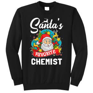 SantaS Favorite Chemist Xmas Light Santa Hat Christmas Tall Sweatshirt