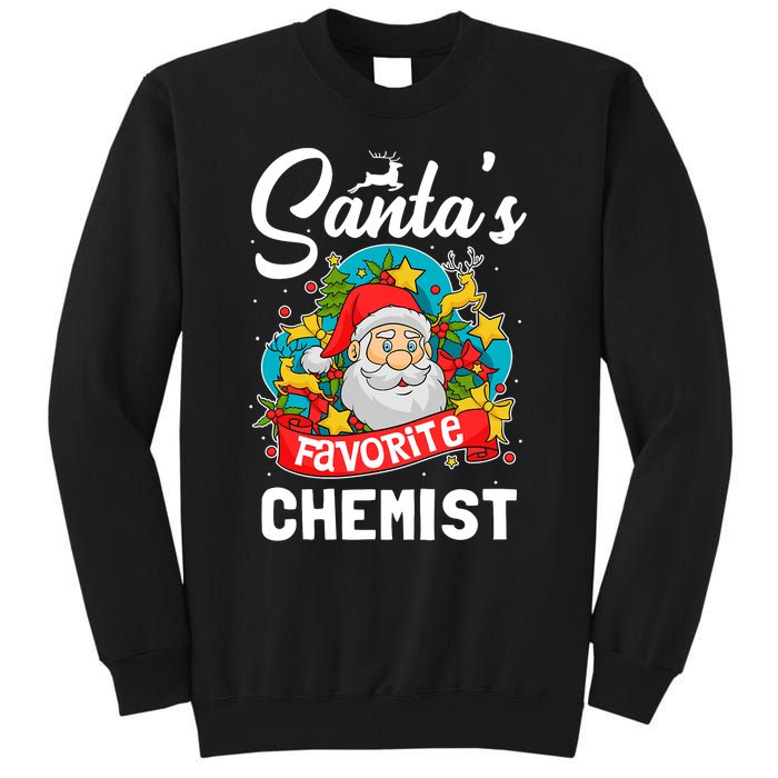 SantaS Favorite Chemist Xmas Light Santa Hat Christmas Tall Sweatshirt