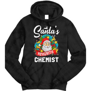 SantaS Favorite Chemist Xmas Light Santa Hat Christmas Tie Dye Hoodie