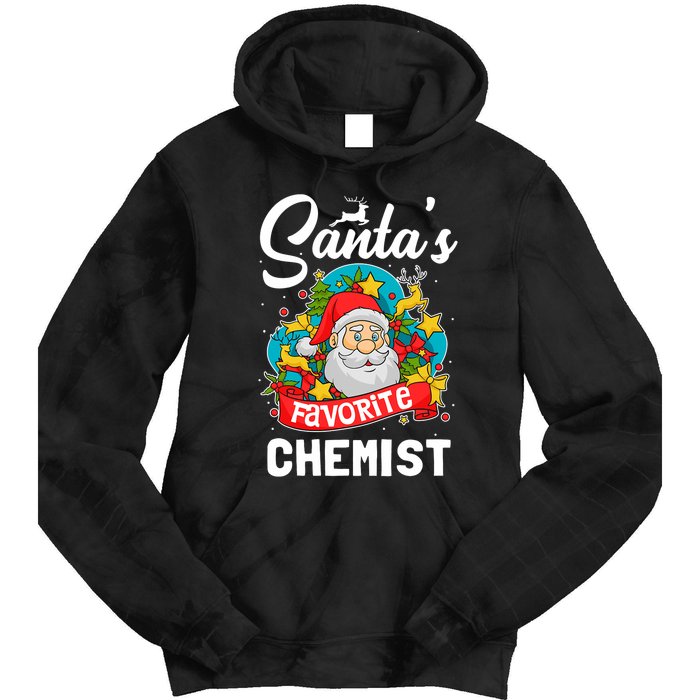 SantaS Favorite Chemist Xmas Light Santa Hat Christmas Tie Dye Hoodie