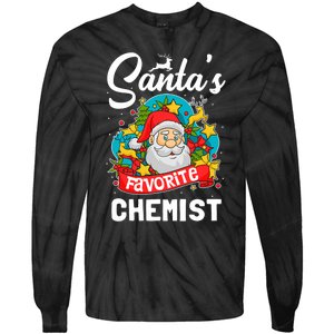 SantaS Favorite Chemist Xmas Light Santa Hat Christmas Tie-Dye Long Sleeve Shirt