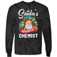 SantaS Favorite Chemist Xmas Light Santa Hat Christmas Tie-Dye Long Sleeve Shirt