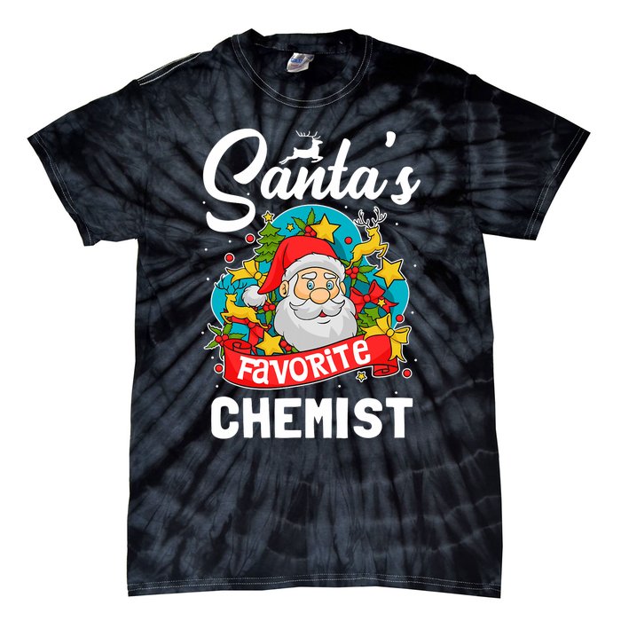 SantaS Favorite Chemist Xmas Light Santa Hat Christmas Tie-Dye T-Shirt