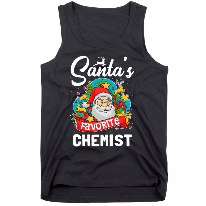 SantaS Favorite Chemist Xmas Light Santa Hat Christmas Tank Top