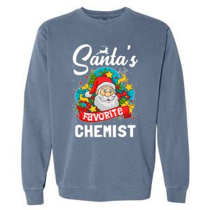 SantaS Favorite Chemist Xmas Light Santa Hat Christmas Garment-Dyed Sweatshirt