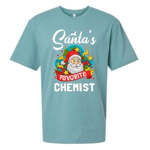 SantaS Favorite Chemist Xmas Light Santa Hat Christmas Sueded Cloud Jersey T-Shirt