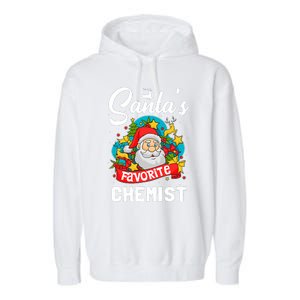 SantaS Favorite Chemist Xmas Light Santa Hat Christmas Garment-Dyed Fleece Hoodie