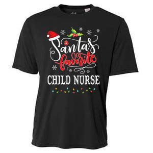 SantaS Favorite Child Nurse Funny Christmas Light Xmas Hat Cooling Performance Crew T-Shirt