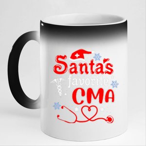 SantaS Favorite Cma Stethoscope Christmas Santa Hat Xmas 11oz Black Color Changing Mug