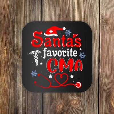 SantaS Favorite Cma Stethoscope Christmas Santa Hat Xmas Coaster