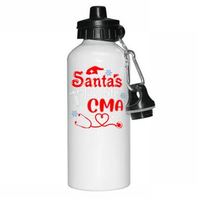 SantaS Favorite Cma Stethoscope Christmas Santa Hat Xmas Aluminum Water Bottle