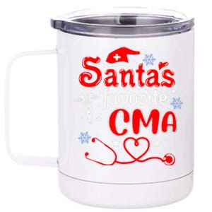 SantaS Favorite Cma Stethoscope Christmas Santa Hat Xmas 12 oz Stainless Steel Tumbler Cup