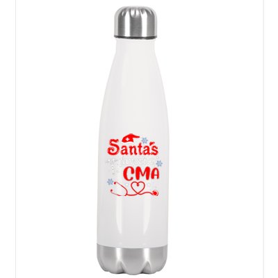 SantaS Favorite Cma Stethoscope Christmas Santa Hat Xmas Stainless Steel Insulated Water Bottle