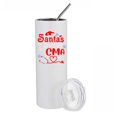 SantaS Favorite Cma Stethoscope Christmas Santa Hat Xmas Stainless Steel Tumbler