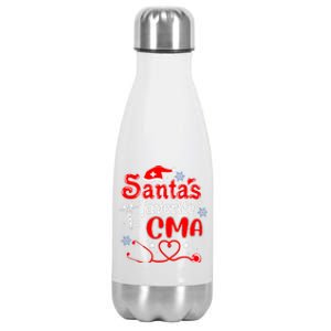 SantaS Favorite Cma Stethoscope Christmas Santa Hat Xmas Stainless Steel Insulated Water Bottle