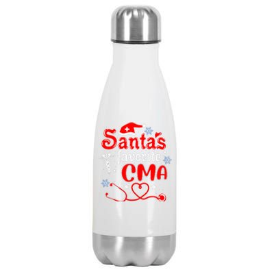 SantaS Favorite Cma Stethoscope Christmas Santa Hat Xmas Stainless Steel Insulated Water Bottle