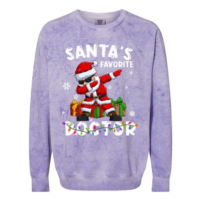 SantaS Favorite Doctor Family Matching Group Christmas Gift Colorblast Crewneck Sweatshirt