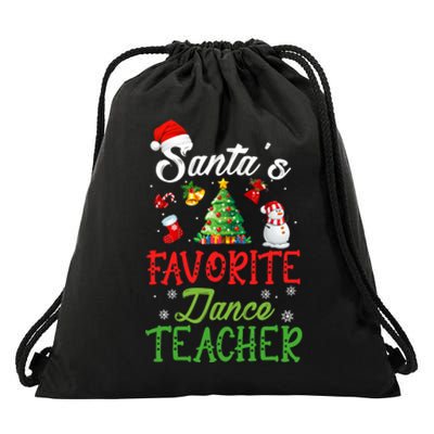 Santas Favorite Dance Teacher Funny Christmas Tree Santa Hat Drawstring Bag