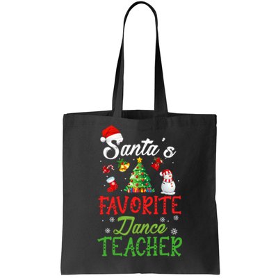 Santas Favorite Dance Teacher Funny Christmas Tree Santa Hat Tote Bag