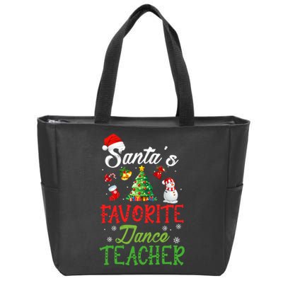 Santas Favorite Dance Teacher Funny Christmas Tree Santa Hat Zip Tote Bag