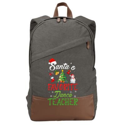 Santas Favorite Dance Teacher Funny Christmas Tree Santa Hat Cotton Canvas Backpack