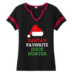 SantaS Favorite Duck Hunter Gift Christmas Funny Hunting Ladies Halftime Notch Neck Tee