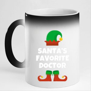 SantaS Favorite Doctor Funny Christmas Hat Md Gift 11oz Black Color Changing Mug