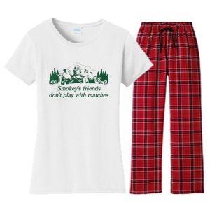 Smokey's Friends Don't Play With Matches Funny Saying Women's Flannel Pajama Set