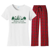 Smokey's Friends Don't Play With Matches Funny Saying Women's Flannel Pajama Set