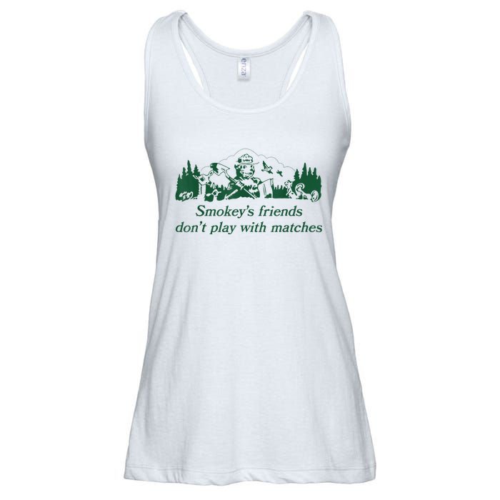 Smokey's Friends Don't Play With Matches Funny Saying Ladies Essential Flowy Tank