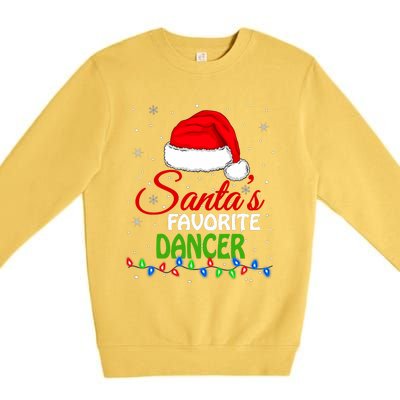 SantaS Favorite Dancer Santa Hat Lights. Funny Christmas Premium Crewneck Sweatshirt