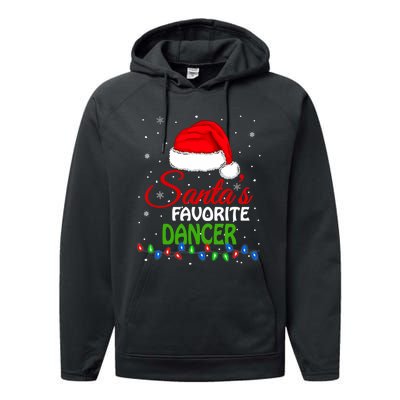 SantaS Favorite Dancer Santa Hat Lights. Funny Christmas Performance Fleece Hoodie