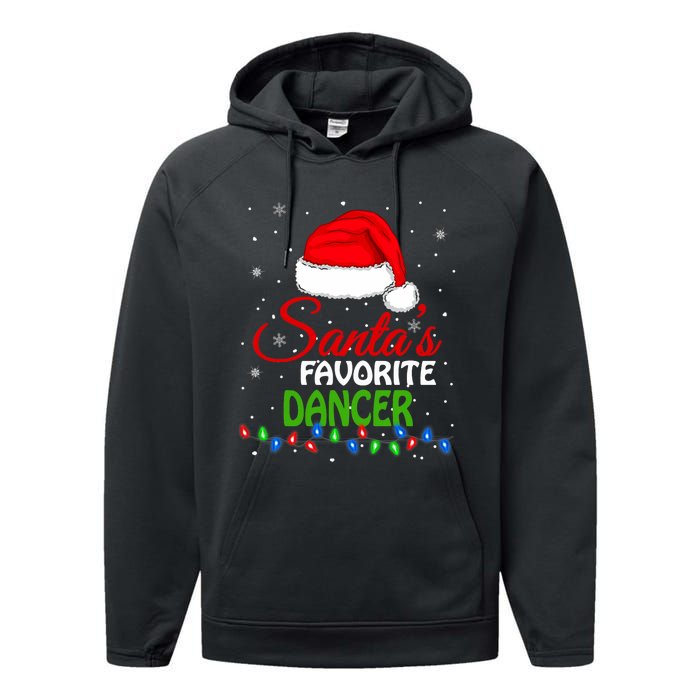 SantaS Favorite Dancer Santa Hat Lights. Funny Christmas Performance Fleece Hoodie