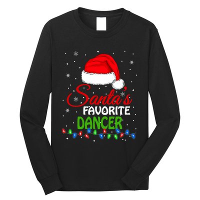 SantaS Favorite Dancer Santa Hat Lights. Funny Christmas Long Sleeve Shirt