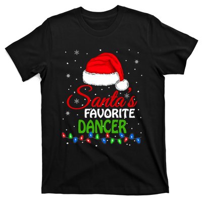 SantaS Favorite Dancer Santa Hat Lights. Funny Christmas T-Shirt