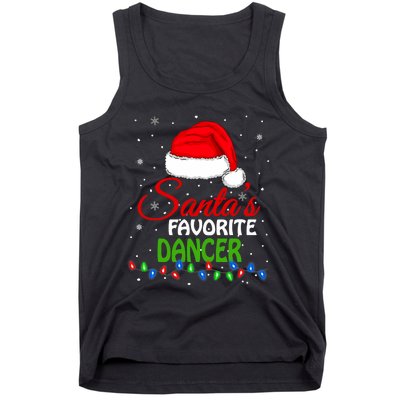 SantaS Favorite Dancer Santa Hat Lights. Funny Christmas Tank Top