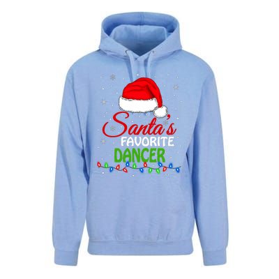 SantaS Favorite Dancer Santa Hat Lights. Funny Christmas Unisex Surf Hoodie